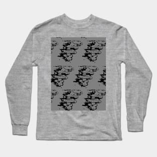 Black abstract elements, silhouettes against dark background Long Sleeve T-Shirt